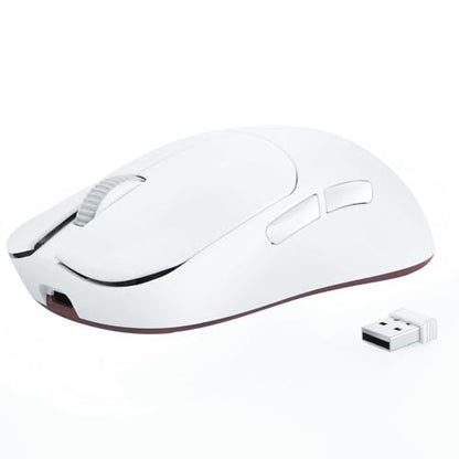 FELICON AJAZZ AJ099 Wireless Gaming Mouse, 59g Ultra-Lightweight, 6 DPI Settings, 2.4G & Wired, 500mAh Rechargeable Battery, Compatible with PC/Windows/Mac/PS4/Xbox (White) - color: White