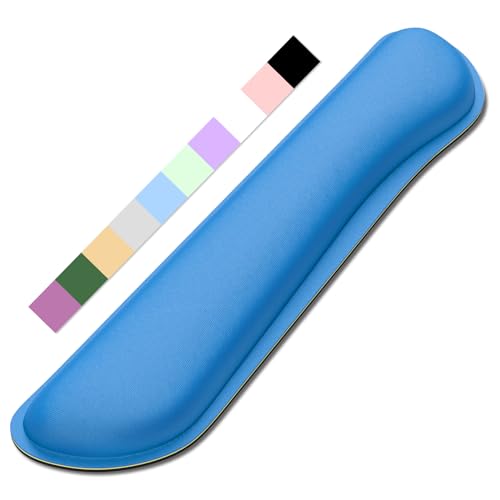 Dapesuom Enlarge Keyboard Wrist Rest, Memory Foam Keyboard Wrist Cushion for Computer Desk Mats Support, Typing Pain Relief Ergonomic Mouse Pad Rests with Non-Slip Base for Gaming, Laptop, Dark Blue - color: Dark Blue, size: 17 x 3.6 x 1 inches