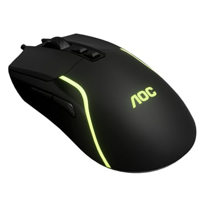 AOC Wired Gaming Mouse, 7200DPI RGB Ergonomic Computer Mouse with Optical Sensor Game Corded Mouse, 7 Programmable Buttons, USB Gaming Mice for Laptop, PC GM170