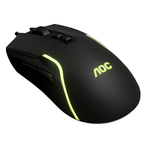 AOC Wired Gaming Mouse, 7200DPI RGB Ergonomic Computer Mouse with Optical Sensor Game Corded Mouse, 7 Programmable Buttons, USB Gaming Mice for Laptop, PC GM170