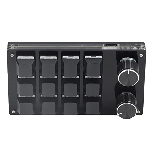 One Handed Macro Mechanical Keyboard, 12 Keys 2 Knobs OSU Hot Swap Game Keyboards with USB Cable, Programmable Mechanical Gaming Keypad for All Keys for Office, Game, Music,