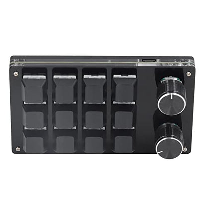 One Handed Macro Mechanical Keyboard, 12 Keys 2 Knobs OSU Hot Swap Game Keyboards with USB Cable, Programmable Mechanical Gaming Keypad for All Keys for Office, Game, Music,