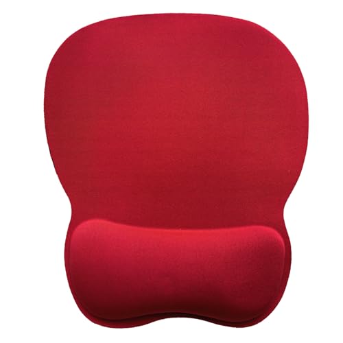 Mouse Pad with Wrist Support, Ergonomic Mousepad with Comfortable Memory Foam Wrist Rest Cushion, Relieve Wrist Pain, Non-Slip Rubber Base Gaming Mice Pad for Home Office Computer Laptop, Red - color: Red