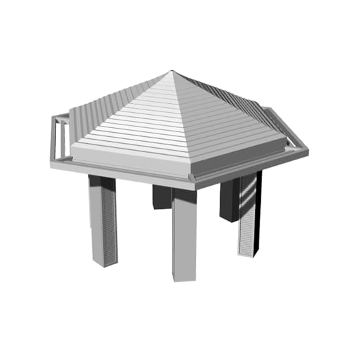 Yao's Studio LYT144334 1/144 Miniature Factory Building Military Car Railroad Track Accessory Props Diorama Scenery Gazebo Hexagonal Pavilion Chinese Style Building