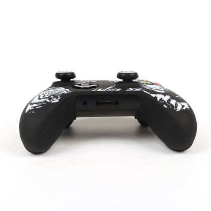 Tiger Controller Skin Cover Compatible with Xbox one Controller, RALAN Protector Case, Customised Thumb Grips Caps - color: Tiger Black White