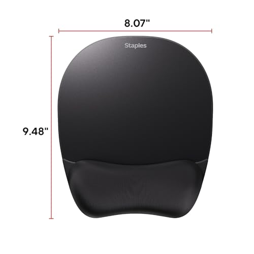 Foam Mouse Pad with Wrist Rest, Memory Foam, Black, Non-Skid, 8.07 x 9.48 Inches