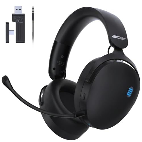 Acer 2.4GHz Wireless Gaming Headsets for PS5, PS4, PC, Switch, Tri-Mode Gaming Headphones with Noise Canceling Mic, Stereo Sound, 40+Hr Battery, 50mm Drivers - Black - style: Galea 310 Headset