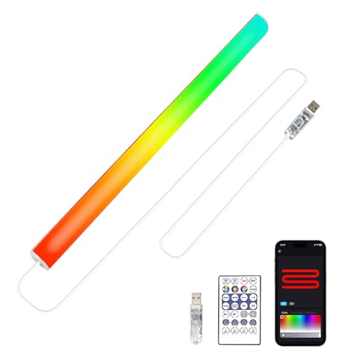 12" Under Monitor RGB Light Bar,16 Million Hues,USB-Powered, 3-Control (Button/Remote/App),LED Ambient Light for Gaming Room, Display Case & Desk Aesthetic Lighting（Red）