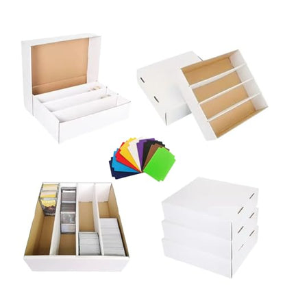 4 Set Sports Card Storage Boxes 3150 Count Bulk Card Trading Cards Collection Box Cardboard Card Storage Box for Card Game Baseball Card Sorting Tray Cases Cards with 4 Dividers Collector