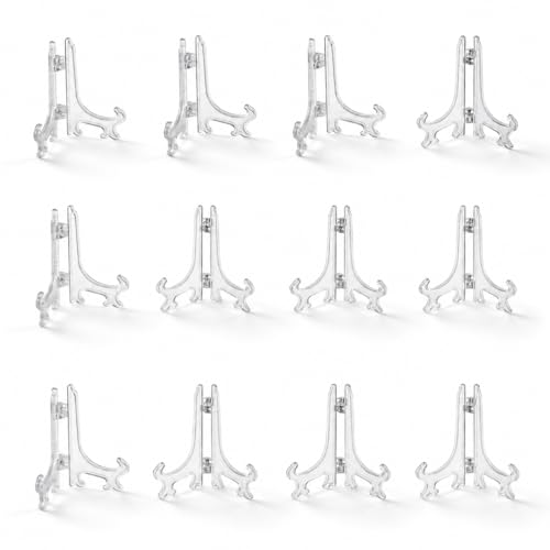Artliving 3 Inch Acrylic Card Display Stands, Small Plastic Easels and Stand/Plate Holders for Displaying Pictures, Plates, or Cards at Weddings, Home Decor, or Birthdays (Clear, 24 Pack) - color: White, size: 3inch(24piece)