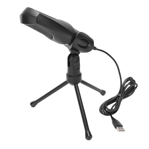 Tbest Gaming USB Microphone RGB Condenser Computer Mic with Tripod Stand for PC Laptop Streaming Podcasting Recording Black ABS