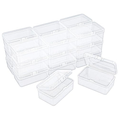 20 Pack Rectangular Mini Clear Plastic Storage Containers | Hinged Lid, For Beads and Small Craft Items, 3.35 x 2.17 x 1.38 inch - size: 3.35 x 2.17 x 1.38 inch