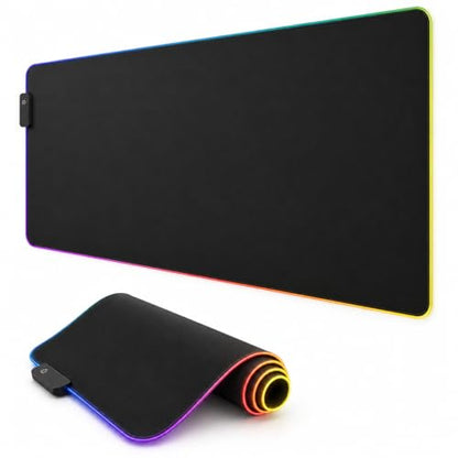 RGB Gaming Mouse Pad, 0.16 Inch Thickness, 31.5" x 11.8" Large Mouse Pad for Desk, 13 Light Modes Desk Mat, Waterproof, for PC Laptop Office Gaming Use - color: Black 31.5 ×11.8''