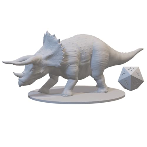 Dinosaur Miniatures for DND Pathfinder RPG Unpainted Resin 28mm-32mm 3D Printed (Triceratops - 3" - Huge)