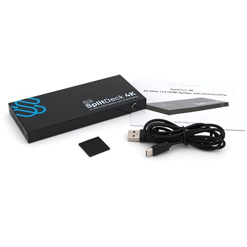 Sewell SplitDeck 4K, 4K 60Hz HDMI Splitter with Downscaling to 1080p, 1x4 | 4K 60Hz, Downscaling to 1080p - Automatic, Downscaling, and EDID modes - size: 1x4