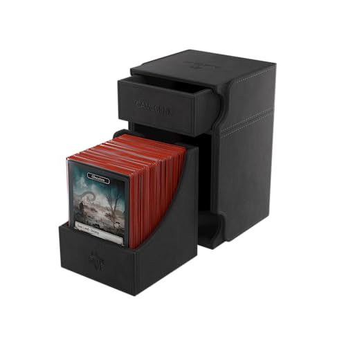 Watchtower 100+ XL Convertible Deck Box - Double-Sleeved Card Storage - Card Game Protector - Nexofyber Surface - Holds Up to 100 Cards - Black Color - Made by Gamegenic - color: Black