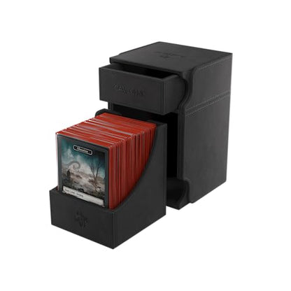 Watchtower 100+ XL Convertible Deck Box - Double-Sleeved Card Storage - Card Game Protector - Nexofyber Surface - Holds Up to 100 Cards - Black Color - Made by Gamegenic - color: Black