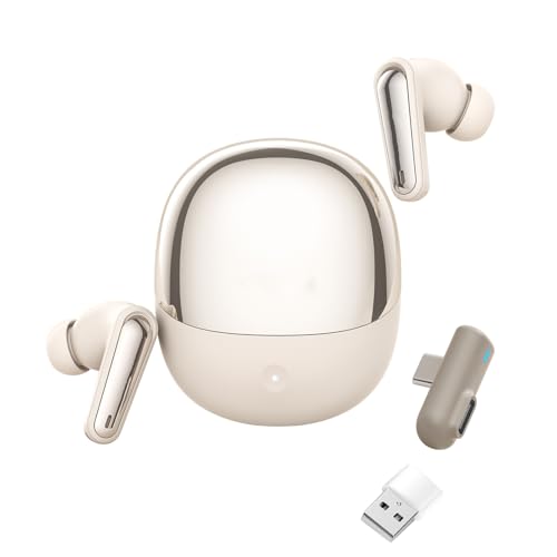 VBESTLIFE Wireless Gaming Earbuds, 2.4G Bluetooth 5.4 Dual Mode Earbuds with ENC Mic and USB C Dongle for Phone Tablet Laptop PC Game Console VR (White) - color: White