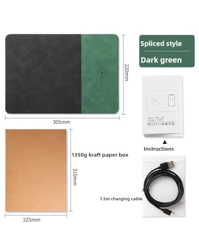 3 in 1 RGB Gaming Mouse Pad, 15W 10 Light Modes,LED Magnetic Mouse Pad - color: green, size: 27.6L x 11.8W inches