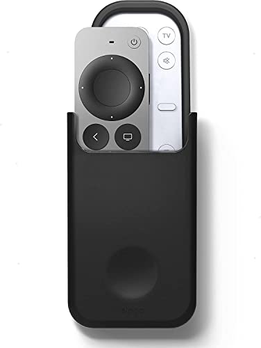 elago Universal Remote Holder Mount Compatible with Apple TV Remote and All Other Remote Controls - Adhesive Tape or Screw Mounting Options, Available Wired Charging [Medium] [Black] - color: Black, size: Medium
