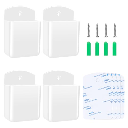 2 PCS Remote Control Holders Wall Mount, Self Adhesive TV Air Conditioner Remote Control Holder, Wall Mount Storage Box Organizer Wall Pen Holder Storage for Home Office School (White, 4) - color: White, size: 4
