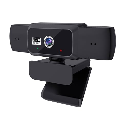 Hprosper 1080P Webcam with mic, Noise Cancellation, Wide-Angle Lens, Auto Light Correction, Plug & Play USB Webcam for Laptop, Desktop, PC, Mac, Zoom, Skype, Streaming