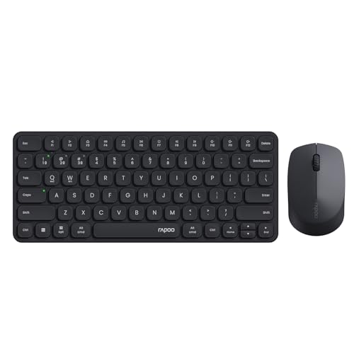 Rapoo 9010M Multi-Device Keyboard and Mouse Combo, 2.4GHz/Bluetooth 5.0/4.0 Wireless Keyboard & Mouse Set for Windows/Mac/Linux/Chrome, Support 4 Devices, Low-Profile Silent Click, Battery Powered - color: Black, size: 9010M