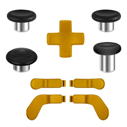 Magnetic Thumbsticks Analog Thumb Sticks Replacement Joystick Parts Repair Accessories Kit Component Set with 4 Paddles, 2 D-Pads for Xbox Elite Controller Series 2 and Core Controller - color: Golden