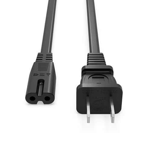 Superer 8 ft AC Power Cord Cable Fit for Sony PS5 PS4 PS3 Slim PlayStation 5 4 3, Xbox Series X/S, Xbox One X/S, TV, Printer, Speaker, Universal IEC C7 Figure 8 2 Prong Replacement Cables, ETL Listed - size: 8 Ft, style: 1 Pack