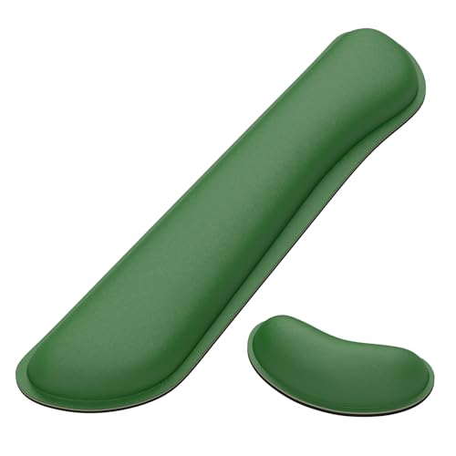 Dapesuom Enlarge Keyboard Wrist Rest, Memory Foam Wrist Cushion for Desk Mats Support, Cute Typing Pain Relief Keyboard Mouse Pad Rests Set with Non-Slip Base for Gaming Laptop Office, Forest Green - color: Forest Green, size: 17 x 3.6 x 1 + 5 x 3 x 1 inc