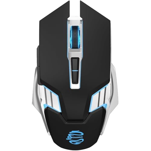 Bluetooth Gaming Mouse, RGB Rechargeable USB Wireless Mouse, Quiet Click, LED Backlit, Ergonomic, with Side Button, 6 Button, DPI Adjustable, Computer Mice for Laptop PC MacBook Chromebook - Black - color: Black