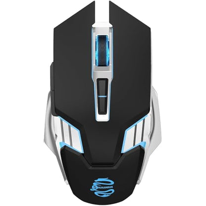 Bluetooth Gaming Mouse, RGB Rechargeable USB Wireless Mouse, Quiet Click, LED Backlit, Ergonomic, with Side Button, 6 Button, DPI Adjustable, Computer Mice for Laptop PC MacBook Chromebook - Black - color: Black