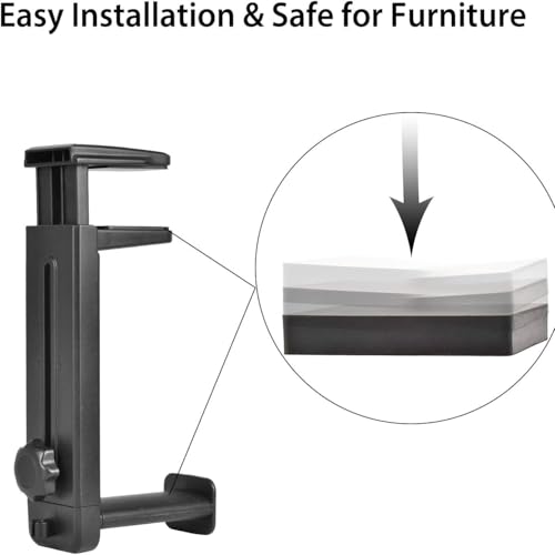360 Degree Swivel Headphone Stand, 2-in-1 Clamp-on Gaming Headset Holder, Adjustable Under Desk Hanger with Cable Clip Organizer, Space-Saving PC Desktop Accessory, Universal Fit for All Headphones