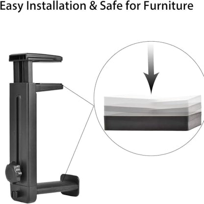 360 Degree Swivel Headphone Stand, 2-in-1 Clamp-on Gaming Headset Holder, Adjustable Under Desk Hanger with Cable Clip Organizer, Space-Saving PC Desktop Accessory, Universal Fit for All Headphones
