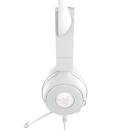 Razer Kraken Kitty V3 X Wired Gaming Headset, Kitty Ears, White | HyperClear Cardioid Mic, 40 mm Drivers, 7.1 Surround Sound, Comfy Ear Cushions, Cross-Platform via 3.5mm PC, PS5, Xbox - color: Mercury White
