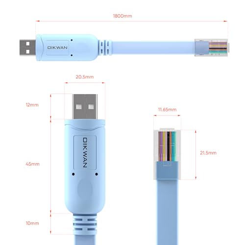 USB Console Cable,USB to RJ45 Console Cable for Cisco Routers/AP Router/Switch Windows, Mac, Linux(1.8m,Blue) - size: 6 ft