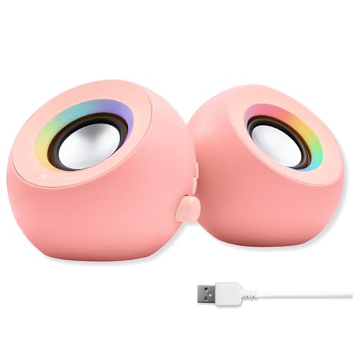 X9 Performance Pink Computer Speakers for Desktop PC with RGB Lighting, Bluetooth, USB, and AUX - Triple Mode Connection, Dual 2.25" Drivers for Work and Play, Bluetooth Desktop Speakers for PC - Pink - color: Pink