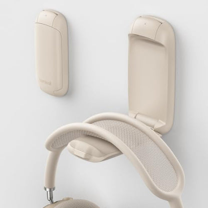 Lamicall Headphone Stand, Sticky Headset Holder - Foldable Headphone Holder Hook Mount, Adhesive Headset Hanger Clip Under Desk, Earphone Clamp for Airpods Max, HyperX, Sennheiser, Khaki - color: Khaki
