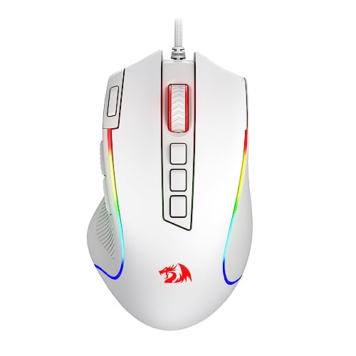 Redragon M612 Wired RGB Optical Gaming Mouse 8000 DPI Remapping Keys | Cable-Free 0 Delay, Redefine Keybinding Macro, Vibing Backlight, Ergonomic Grip Body Comfort - color: White, style: Wired