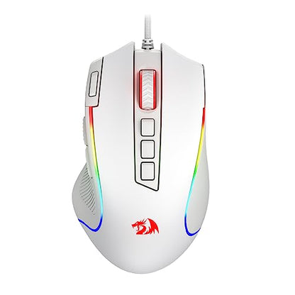 Redragon M612 Wired RGB Optical Gaming Mouse 8000 DPI Remapping Keys | Cable-Free 0 Delay, Redefine Keybinding Macro, Vibing Backlight, Ergonomic Grip Body Comfort - color: White, style: Wired