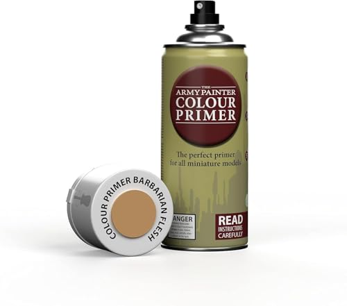 The Army Painter Colour Primer Barbarian Flesh, 400 mL Acrylic Spray Primer, Spray Paint Basecoat for Miniature Priming, Tabletop Roleplaying, Boardgames, and Wargames Miniature Modelling - color: Babarian Flesh