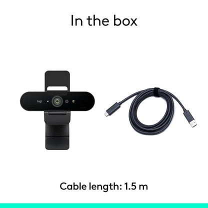 Logitech Brio Ultra 4K HD Webcam for Streaming and Meetings - Black | Ultra HD with glass lens, auto light correction, wide view, works with Windows Hello, certified for Teams, Zoom, Google Meet