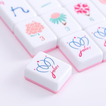 160 Pink Engraved American Mahjong Tiles Set with Carrying Bag and Accessories, 1.2’’ Mahjong Tile Set - color: 1-pink