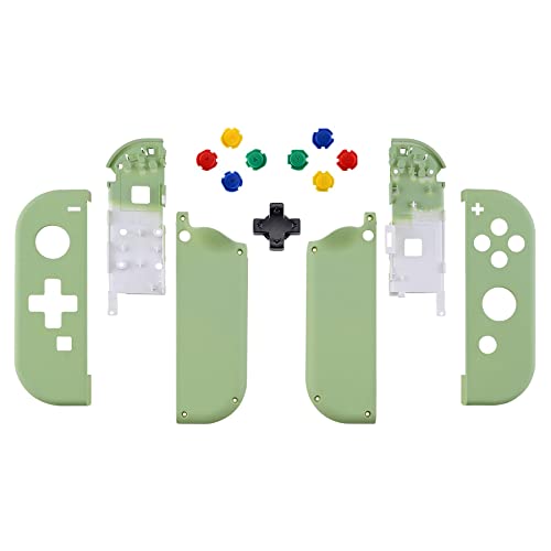 eXtremeRate Matcha Green Housing (D-Pad Version) with Colorful Buttons for Joycon Handheld Controller, DIY Replacement Shell Case for Nintendo Switch & Switch OLED [Only The Shell, NOT The Joycon] - color: Matcha Green