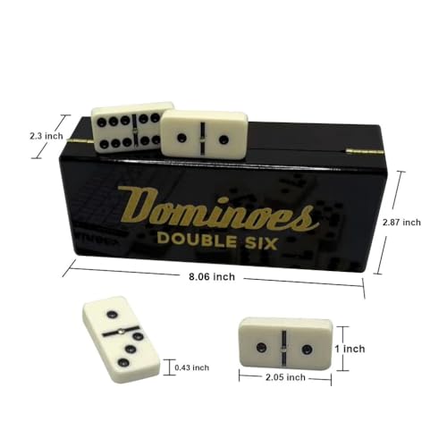PRK 14 Double Six Dominoes Gift Set – 28 Tiles with Spinners in Premium Wooden Storage Box – Classic Domino Set for Adults with Score Pad – Family Night & Collector Edition