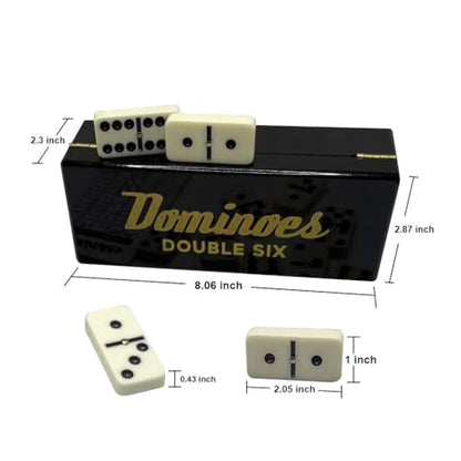 PRK 14 Double Six Dominoes Gift Set – 28 Tiles with Spinners in Premium Wooden Storage Box – Classic Domino Set for Adults with Score Pad – Family Night & Collector Edition