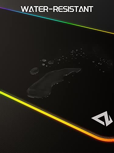 Gaming Mouse Pad, RGB Mouse Mat XXL Large (35.4 x 15.75 in) with 7 LED Colors 11 Lighting Modes Waterproof Fabric Surface Non-Slip Rubber Base for PC Laptop Keyboard - size: 35.4L x 15.8W inches