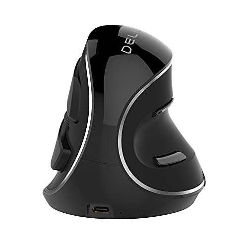 DELUX Wireless Ergonomic Vertical Mouse, Rechargeable Ergo Mouse for Large Hands, Slient Click, Removable Wrist Rest, Up to 4000 DPI, 6 Buttons,2.4G Dual Mode, Compatible with Laptop/PC (M618PD-Black) - color: Bluetooth+2.4G