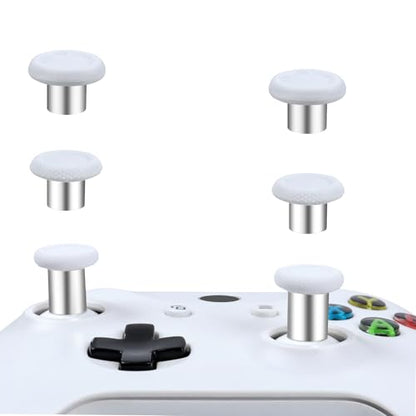 RALAN Replacement Interchangeable Thumbsticks Joysticks Repair Kit for Xbox One, Xbox Series X/S, PS4/PS5/NS Pro Controllers, 3 Height Plastic Base, 5 Grip Designs (White) - color: White