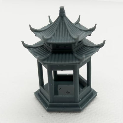 MRY-SFW Yao's Studio LYT72287 1/72 20mm Miniature Factory Building Military Car Railroad Track Accessory Props Diorama Scenery Double Layer Ancient Style Hexagonal Pavilion Architecture Model1pc